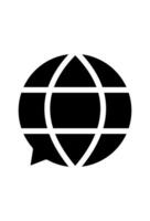 Global communication icon. speech bubble with world symbol. Worldwide chat. a globe with a dialogue balloon. vector