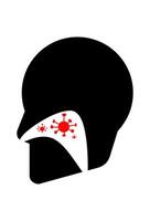 Nasal cavity icon with virus.Silhouette of nose, virus detected vector