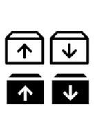 Upload or download arrows on box icons. Data transfer symbols. upload and download vector