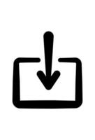 Icon for downloading files, box with an arrow. Storage download indicator arrow entering a container vector
