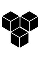 Three geometric cubes, black and white, forming a unified design vector