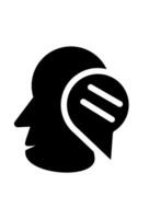 Head silhouette with speech bubble, symbolizing communication or thought vector