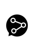 Black and white share icon in a speech bubble. Conversation share symbol, simple, minimalist design vector