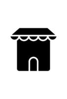 Simple shop icon. Black store symbol with awning vector