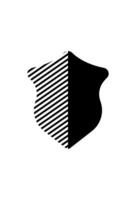 Divided shield, half striped, half solid. Striped and plain protective shield vector