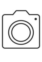 Outline of a digital camera icon.Simple black and white camera graphic vector