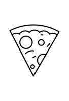 Minimalist pizza slice outline icon. Simple line drawing of pizza. Basic pizza slice graphic vector