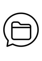 Chat bubble with folder icon. Message folder notification symbol vector
