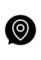 Location pin within a speech bubble. Chat icon with a map marker vector