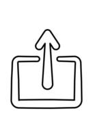 an arrow pointing up from a box. Upload symbol. an upward-pointing arrow originating from a container vector