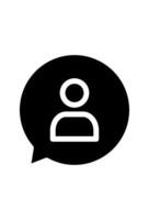 A user profile chat icon. Speech bubble with person symbol. Communication icon with a human silhouette vector