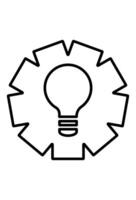 Gear and lightbulb icon. settings and ideas combined.Innovation symbol. cogwheel surrounding a bright idea vector