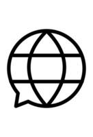 Global communication symbol. interconnected world with dialogue. Worldwide translation icon. globe, speech bubble united vector
