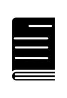 Black book icon with text lines, representing notes or documents vector