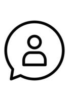 User chat bubble ico. communication, profile. Speech bubble with person, message, account vector