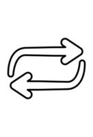 Icon of two opposing arrows, indicating refresh or exchange. Circular arrows symbol. signifies repetition, shuffle, or transfer vector