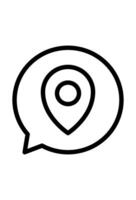 Location pin within a speech bubble.Map marker icon inside a chat bubble vector