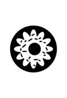 Black donut-like flower icon with white sprinkles vector