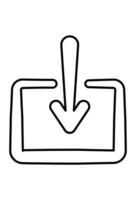 Download arrow in box save data.Icon for downloading files.Outline download symbol vector