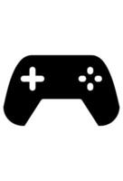 Black game controller icon on white background. A simple gaming device graphic. vector