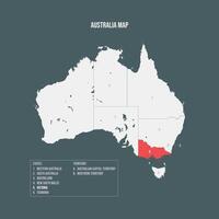 Australia Map with 6 States and 2 Territory - Victoria vector