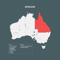 Australia Map with 6 States and 2 Territory - Queensland vector