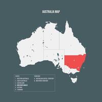 Australia Map with 6 States and 2 Territory - New South Wales vector