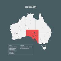 Australia Map with 6 States and 2 Territory - South Australia vector