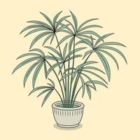 Set tropical palm papyrus leaves. realistic drawing in flat color style. vector