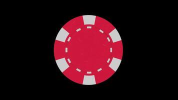 Poker Chip Rotating on a Transparent Background. Seamless Loop. 4K video