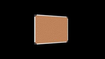 Bulletin Board Rotating on a Transparent Background. Seamless Loop. 4K video