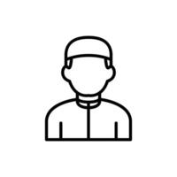 A simple line art icon depicting a person wearing a cap. Suitable for websites and applications. vector