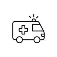 Line art icon of an ambulance. Simple design. vector