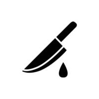 A graphic black knife icon with a single drop of blood. Simple yet impactful. vector