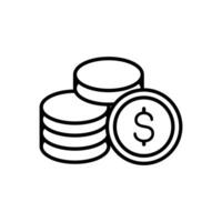 Simple line art icon representing a stack of coins. Illustrates wealth and financial success. vector