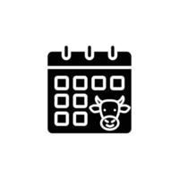 A simple calendar icon featuring a cow, ideal for dairy farm scheduling. vector