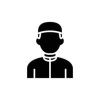 A simple black and white icon of a person's head and shoulders. vector