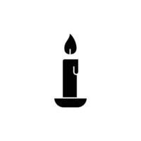 Simple black candle icon, lit flame, minimalist design. vector