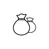Simple line art icon of two money bags symbolizing wealth and finance. vector
