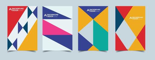 Three banners with geometric shapes and colors vector
