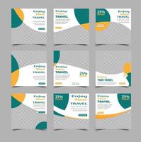 A set of six different travel posters vector