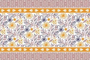 single line floral sketch pattern with ornamental border for pillow covers kitchen wear table mats and textile applications vector