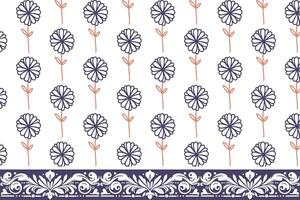 decorative line floral pattern with continuous border for trendy wrapping fabric home textile and stylish fashion prints vector