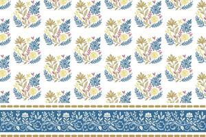 abstract flower border pattern with natural sketch elements for home textile wrapping paper and decorative table mats vector