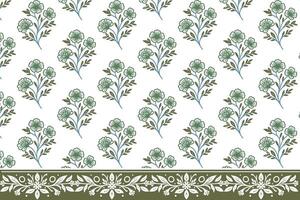stylish flower and leaf pattern in single line with border for interior decor wrapping and textile product design vector