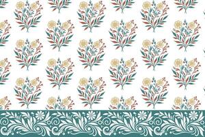 linear floral pattern with border in single line art for fashion fabric table linen and home textile wallpaper styles vector