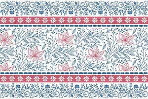 continuous sketch flower border pattern in one line art for fashion fabric bedding accessories and repeat surface designs vector