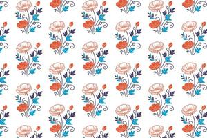 continuous floral pattern design with elegant botanical sketch flowers in outline form for use in textile printing women fashion pillow kitchen wear and wrapping papers vector