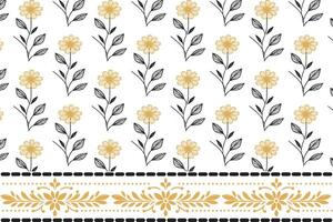 minimal one line flower pattern with abstract border for stylish kitchen accessories textile and repeat print use vector