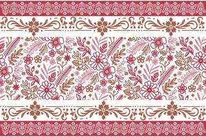 modern abstract flower border pattern with outline sketch florals for fabric packaging table linen and interior design vector